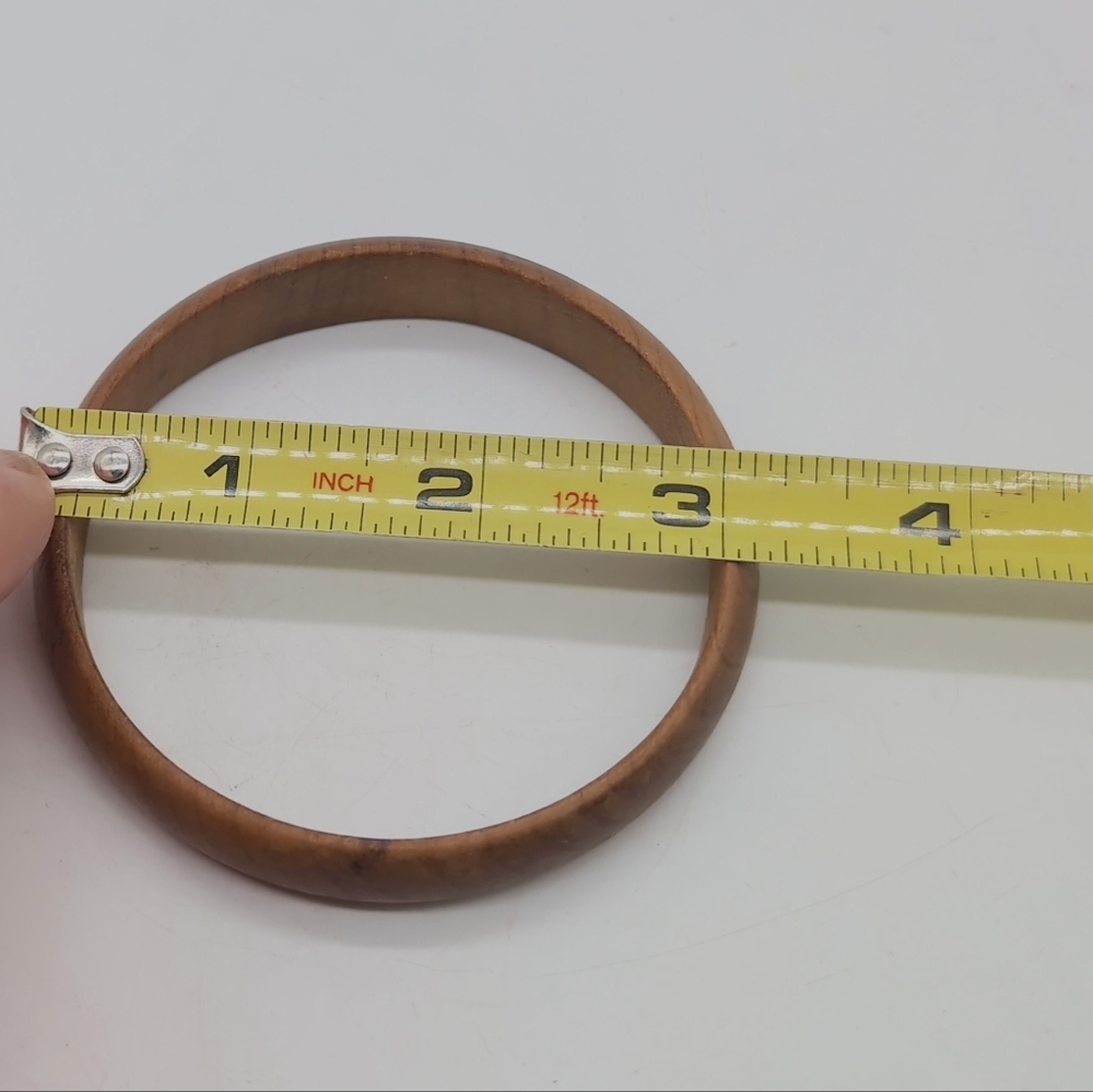 Elegant Brown Wooden Bangle Bracelet 3" - Picture 3 of 3